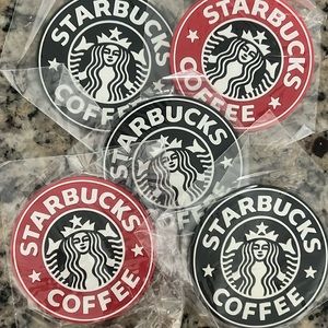Starbucks Coffee Coasters. Red and black.       Set of 5.